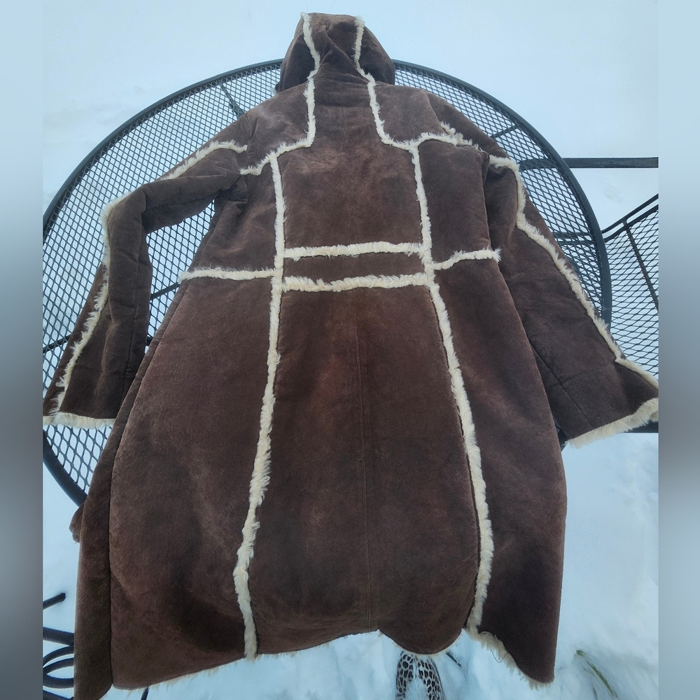 Sale Wilsons Vintage Maxima Hooded Trench Leather 100% Rabbit Fur Hood Lining - Picture 4 of 9